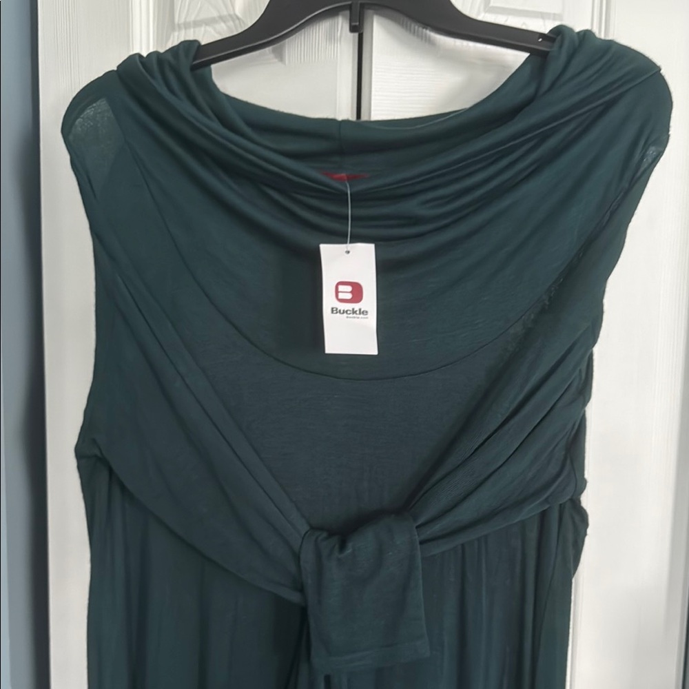 Buckle Deep Teal Draped Dress